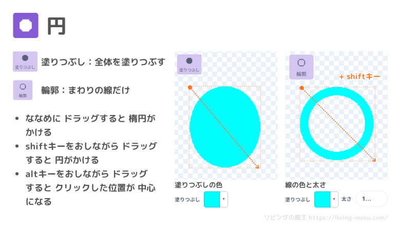 scratch ビットマップ 円ツール